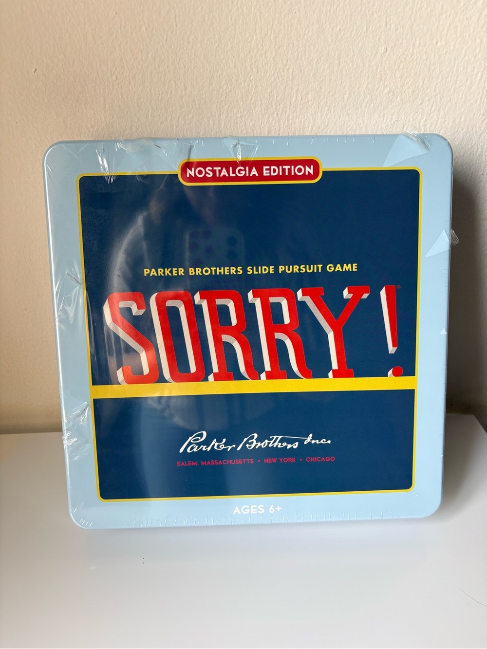 Sorry! Nostalgic Edition Parker Brothers Metal Tin Board Game NEW Factory Sealed
